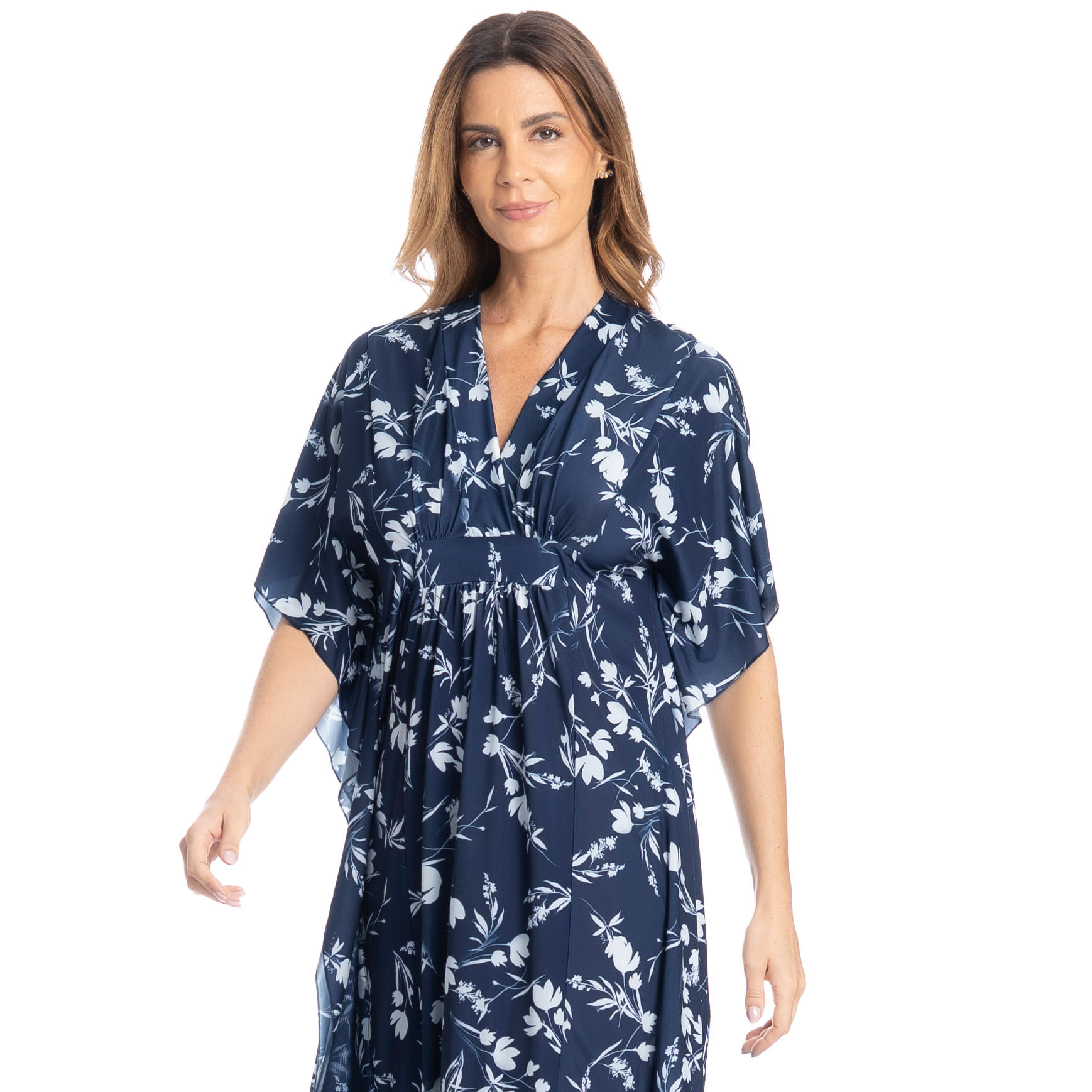 Kaftan Feminino Longo Joana Azul-marinho - Imagem 1