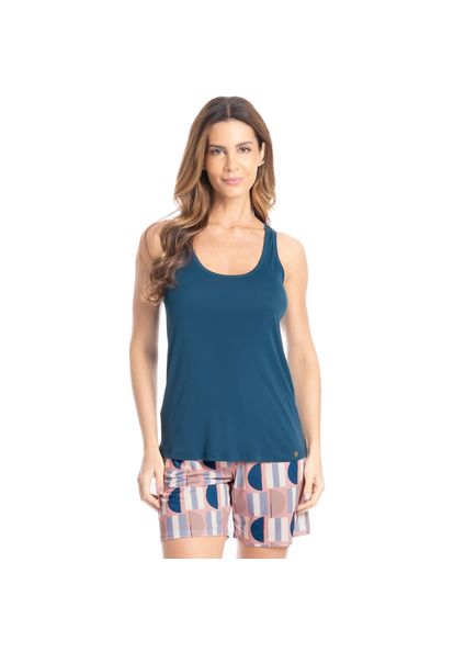 Pijama Feminino Shortão Regata Daiana Azul-2 - Imagem 1