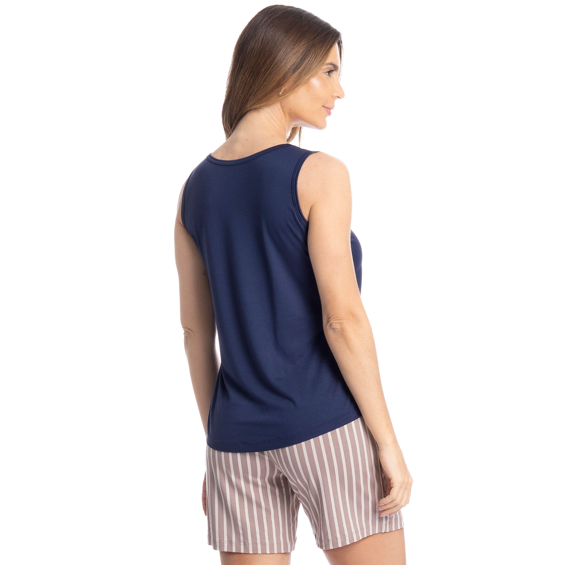 Pijama Feminino Shortão Regata Isabel Bege - Imagem 2