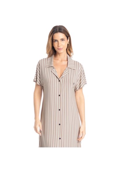 Camisão Feminino Abotoado Médio Isabel Bege - Imagem 1