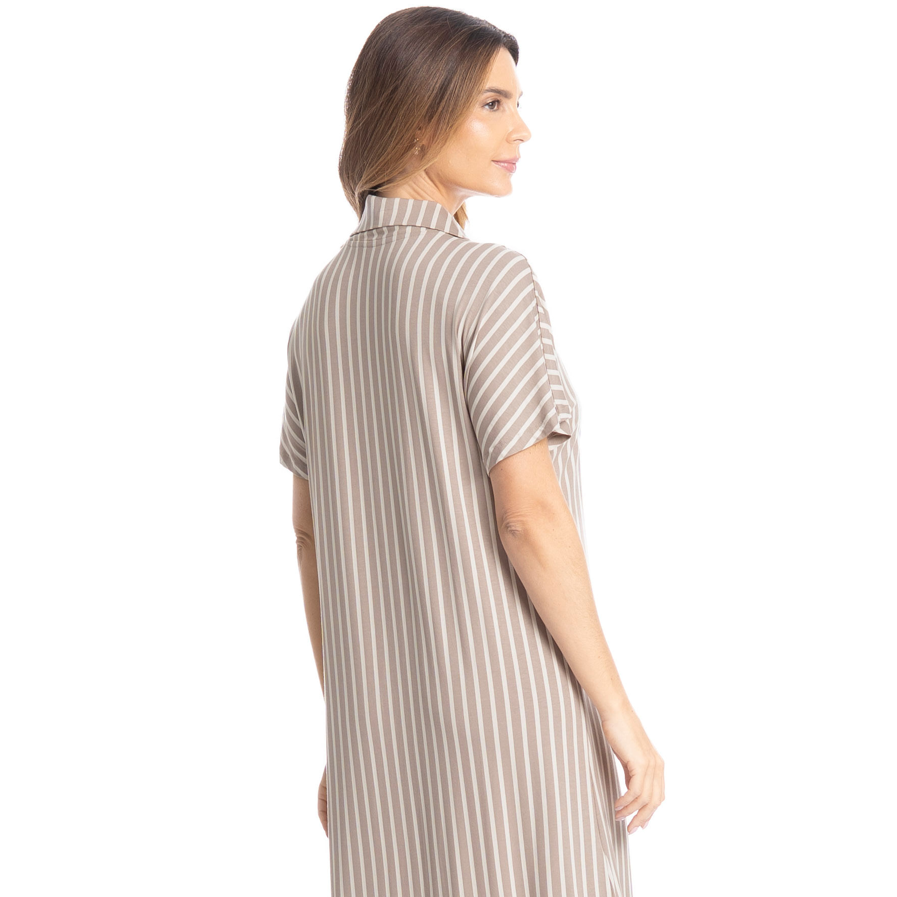Camisão Feminino Abotoado Médio Isabel Bege - Imagem 2