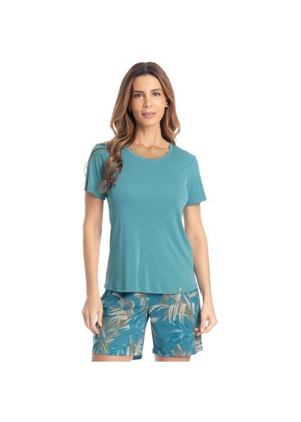 Pijama Feminino Shortão Patricia Azul-2 - Imagem 1