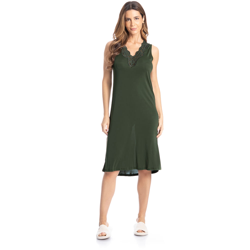 Camisão Médio Regata Com Renda Amanda - Imagem 3 - Mobile