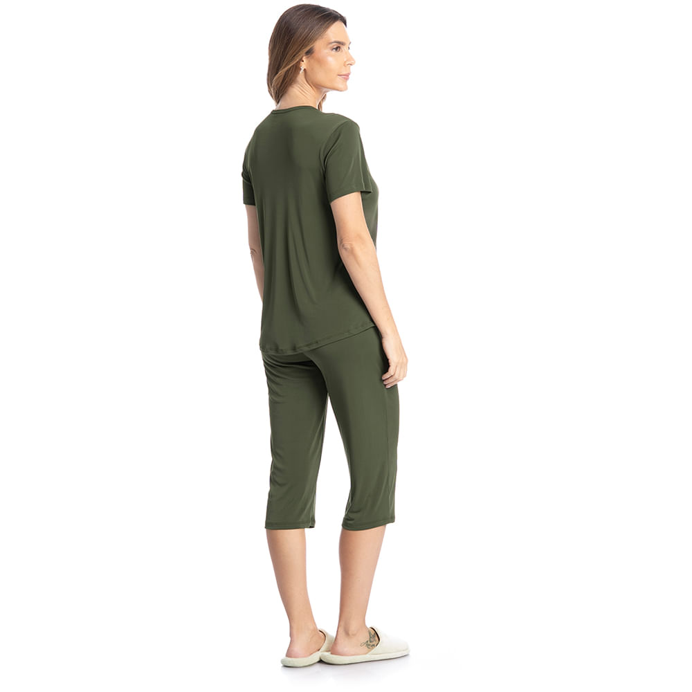 Pijama Feminino Pescador Com Renda Amanda - Imagem 4 - Mobile