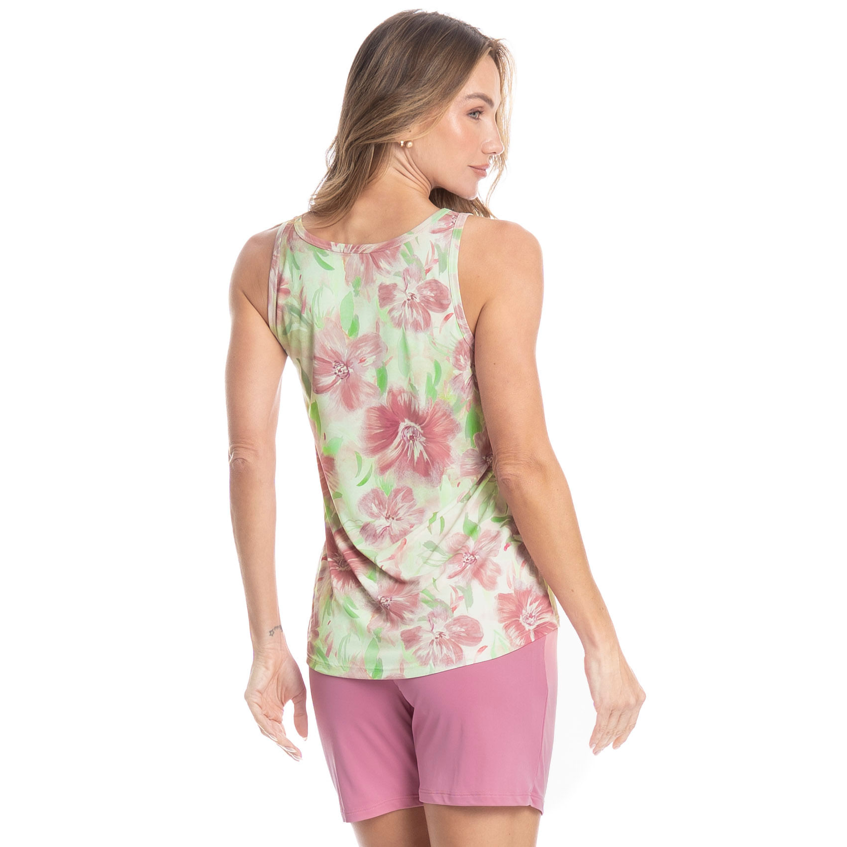 Pijama Feminino Shortão Regata Julia Rosa - Imagem 2