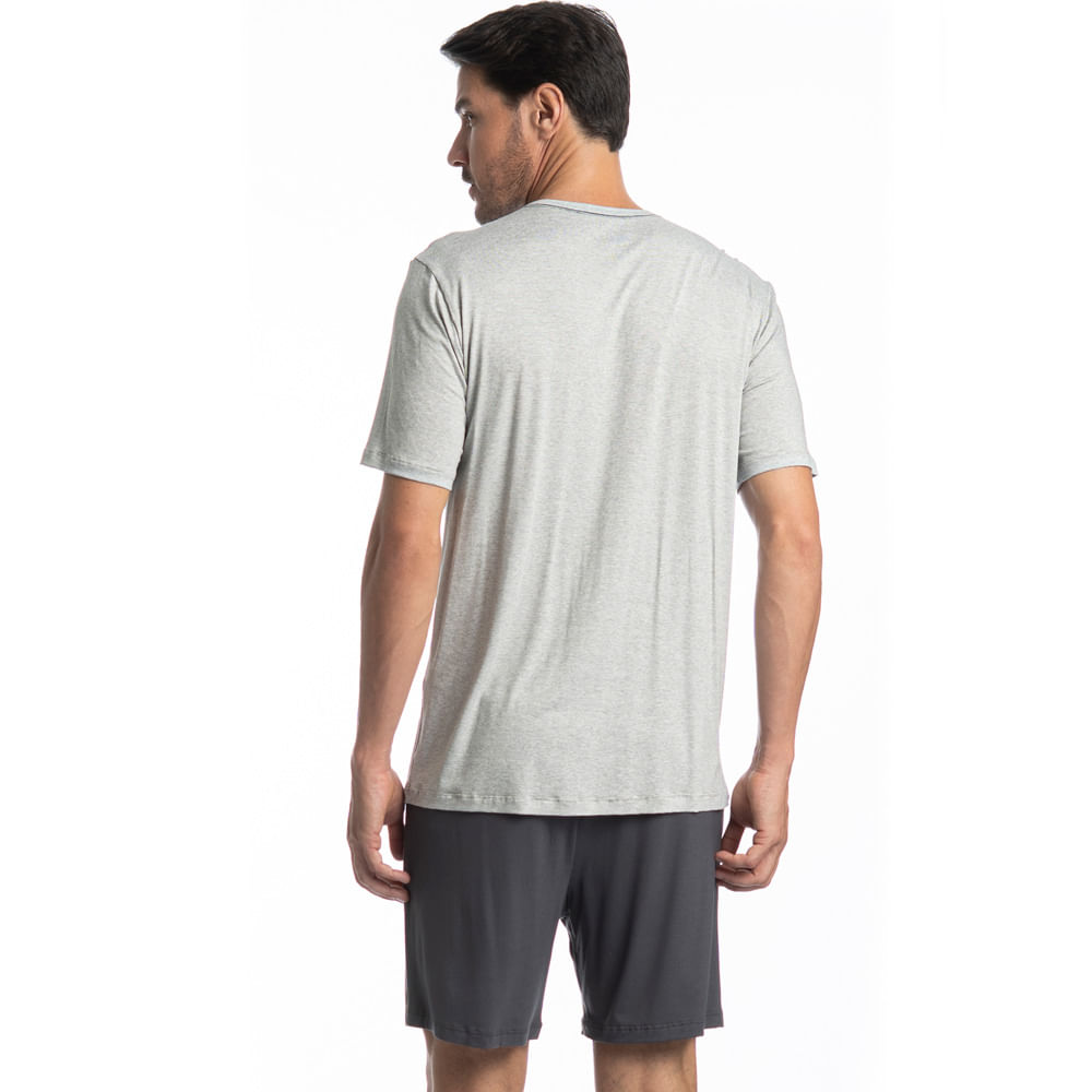 Pijama Masculino Curto Henrique Tombini Cinza - Imagem 2