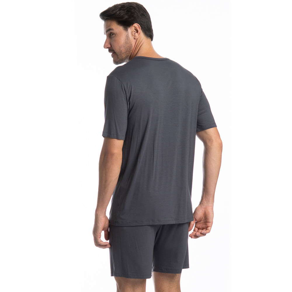 Pijama Masculino Curto Pietro Tombini Cinza - Imagem 2