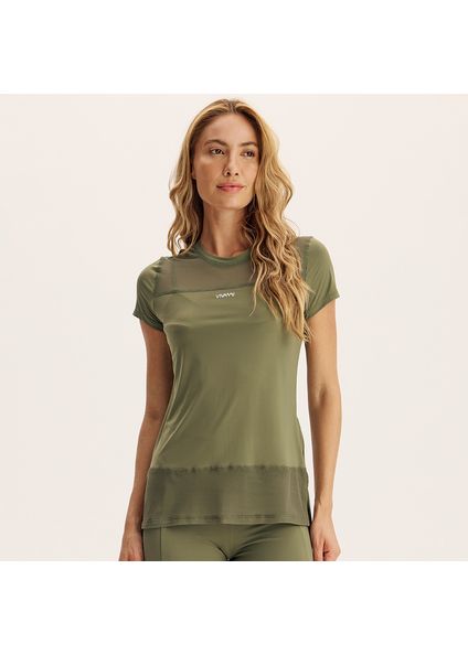 Camiseta Feminina Com Tela Uv Core Vivame Verde - Imagem 1
