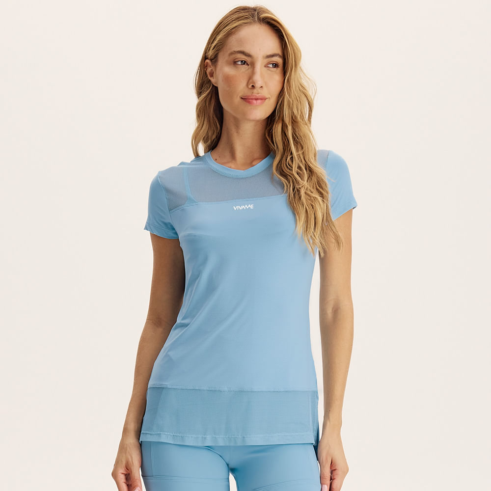 Camiseta Feminina Com Tela Dry-move Core Vivame - Imagem 1