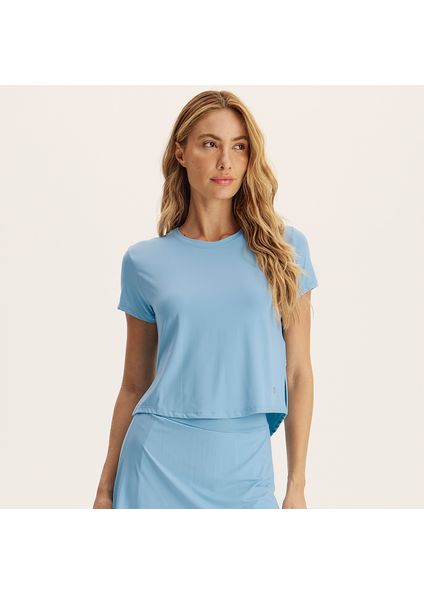 Camiseta Feminina Crop Uv Core Vivame Azul - Imagem 1