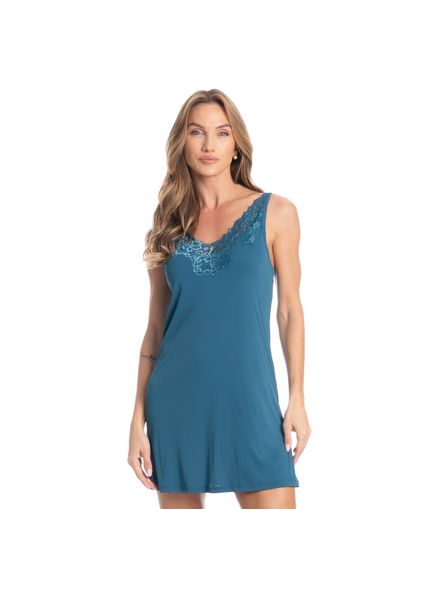 Camisola Com Renda Biba Azul-2 - Imagem 1