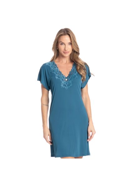 Camisão Curto Com Renda Biba Azul-2 - Imagem 1