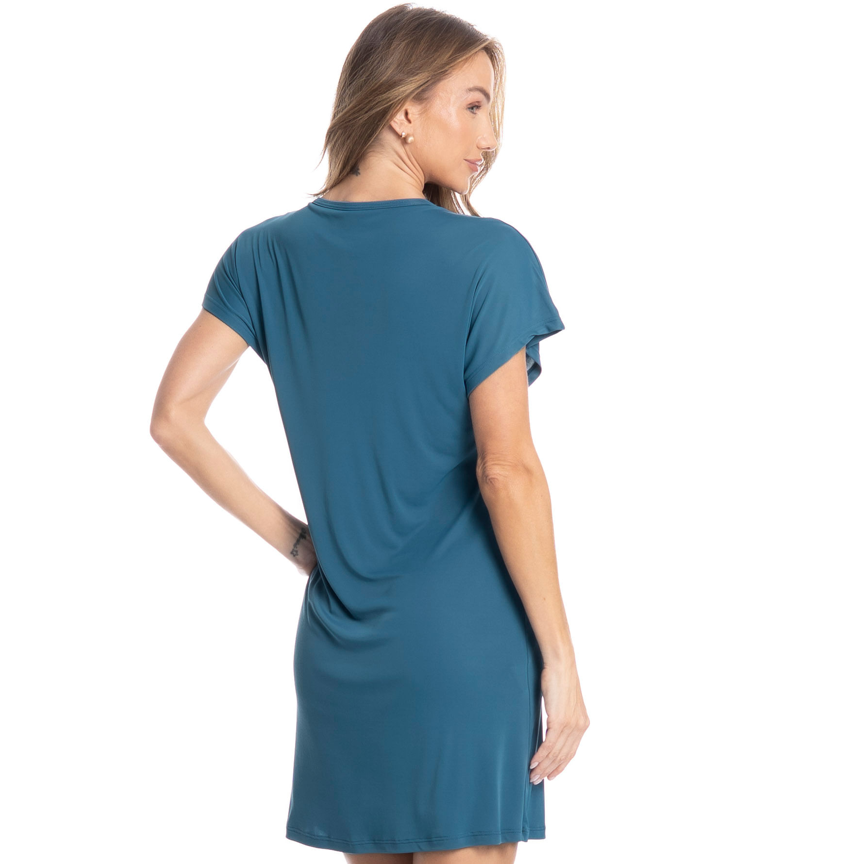 Camisão Curto Com Renda Biba Azul-2 - Imagem 2