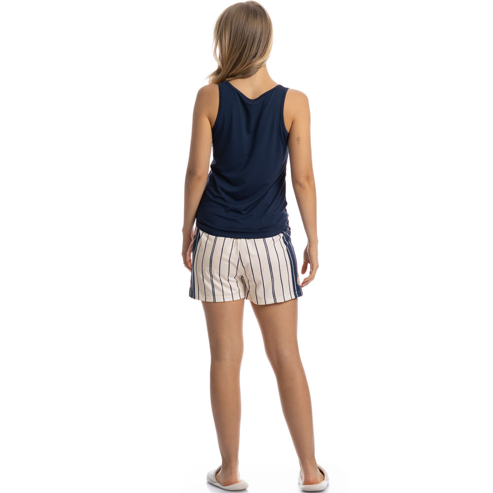 Pijama Feminino Curto Regata Com Bolso Sailor Dogs - Imagem 4 - Mobile