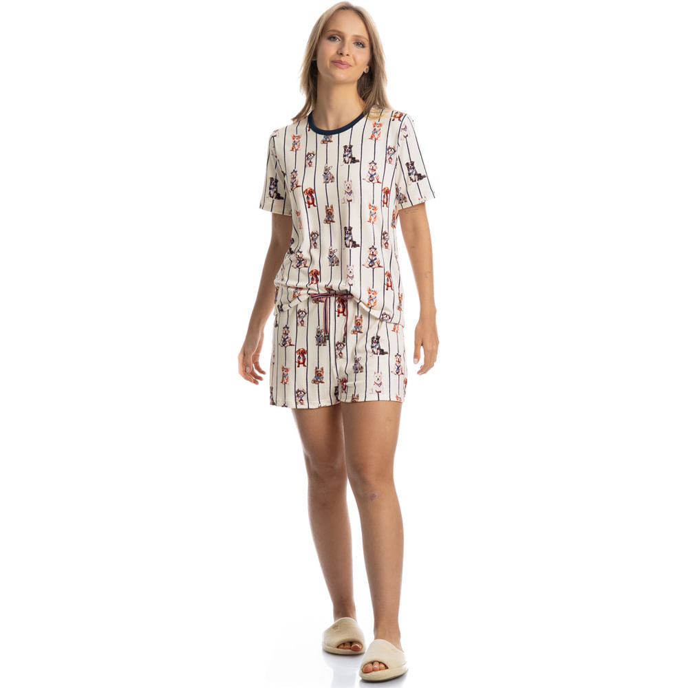 Pijama Curto Feminino Sailor Dogs - Imagem 3 - Mobile
