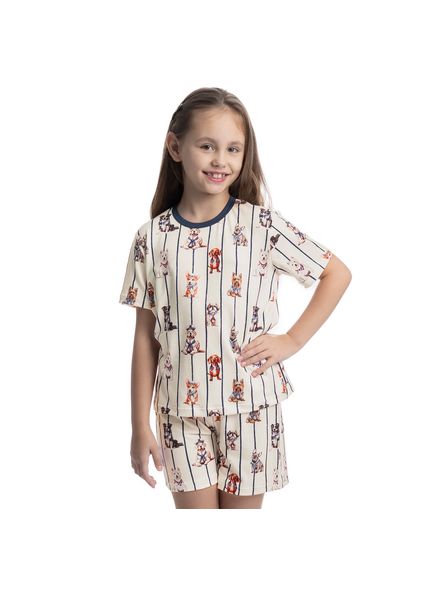 Pijama Curto Infantil Unissex Sailor Dogs Azul-marinho - Imagem 1