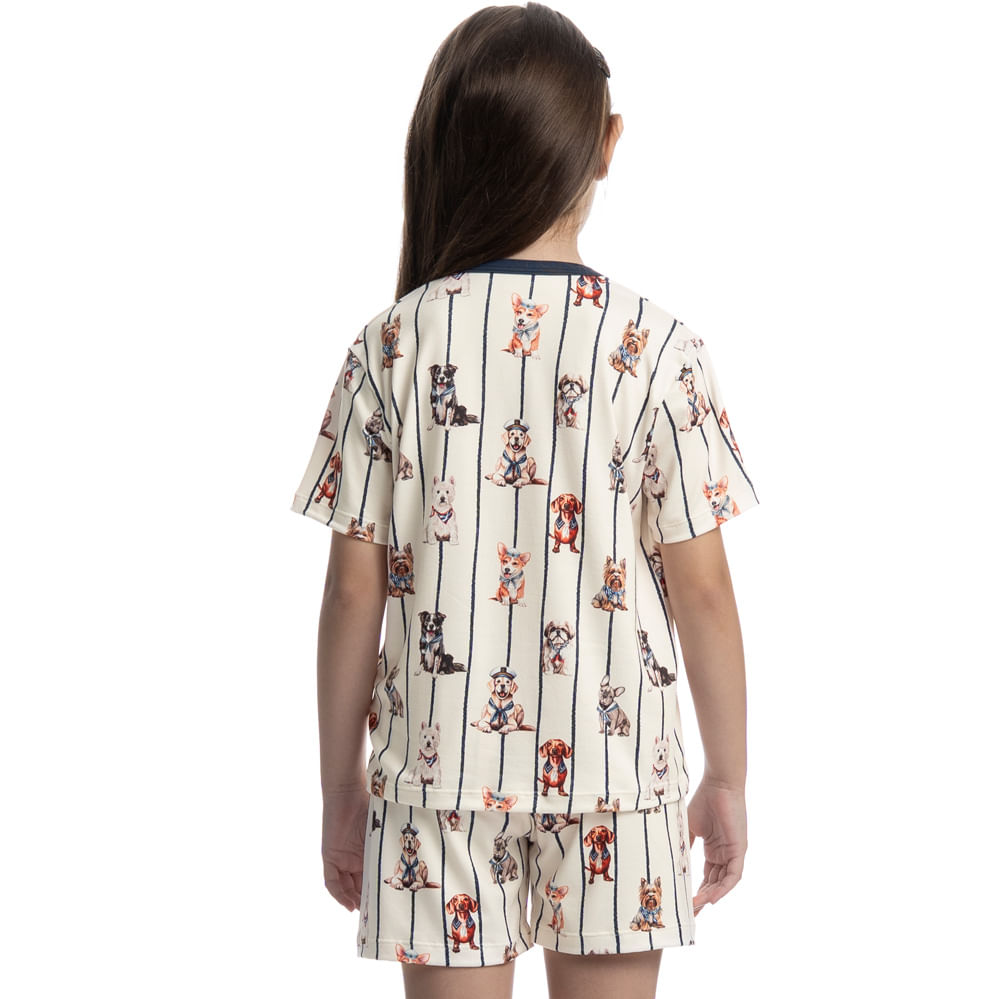 Pijama Curto Infantil Unissex Sailor Dogs Azul-marinho - Imagem 2