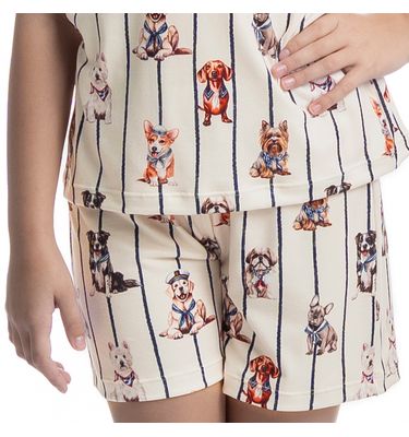 Pijama Curto Infantil Unissex Sailor Dogs - Imagem 5 - Mobile