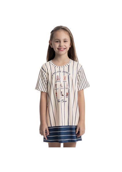 Camisão Curto Infatil Sailor Dogs Azul-marinho - Imagem 1