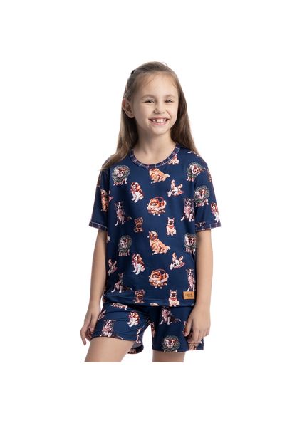 Pijama Curto Infantil Unissex Jolly Azul-marinho - Imagem 1