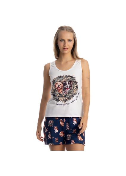 Pijama Feminino Curto Regata Jolly Azul-marinho - Imagem 1
