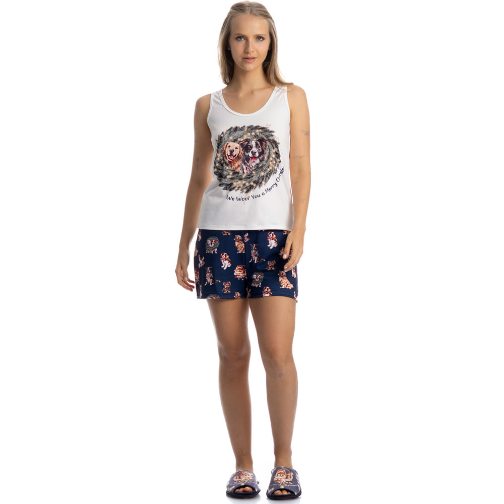 Pijama Feminino Curto Regata Jolly - Imagem 3 - Mobile
