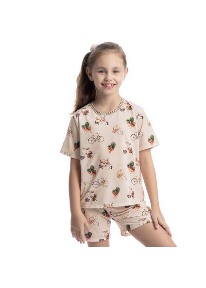 Pijama Curto Infantil Unissex Vira Latas Branco - Imagem 1