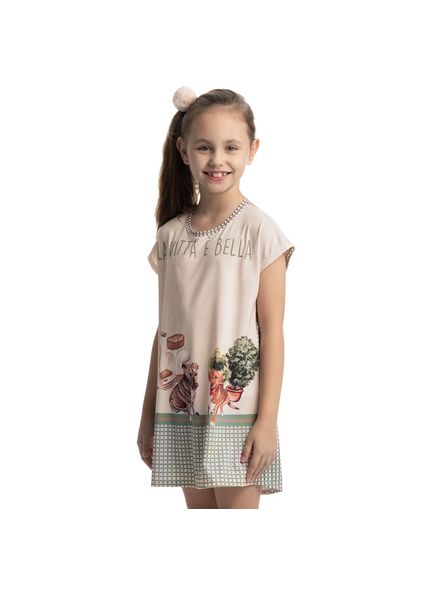 Camisão Curto Infantil Vira Latas Branco - Imagem 1