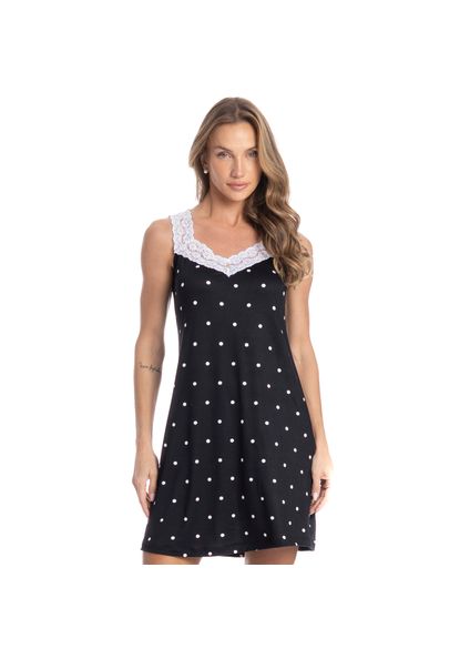 Camisão Regata Com Renda Luiza Preto - Imagem 1