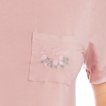 Pijama Feminino Curto Com Bolso Rosa - Imagem 5 - Mobile