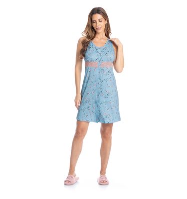 Camisão Regata Abotoado Com Renda Rosa - Imagem 3 - Mobile