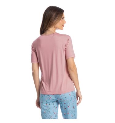 Pijama Feminino Pescador Com Renda Rosa - Imagem 2 - Mobile