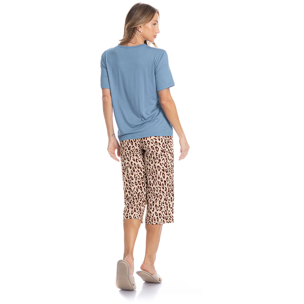 Pijama Feminino Pescador Com Renda Felina - Imagem 4 - Mobile