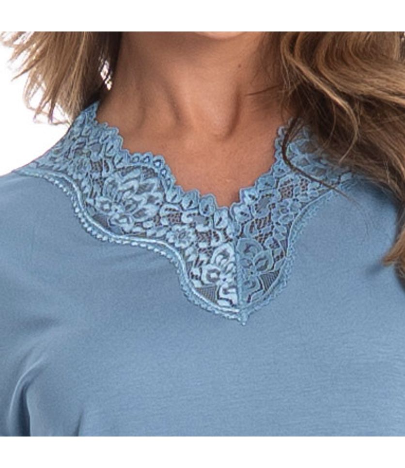 Pijama Feminino Pescador Com Renda Felina - Imagem 5 - Desktop