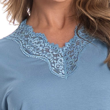 Pijama Feminino Pescador Com Renda Felina - Imagem 5 - Mobile