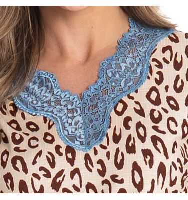 Pijama Feminino Curto Com Renda Felina - Imagem 5 - Mobile