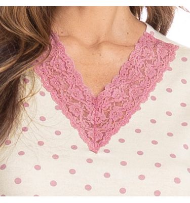 Pijama Feminino Curto Com Renda Maria - Imagem 5 - Mobile