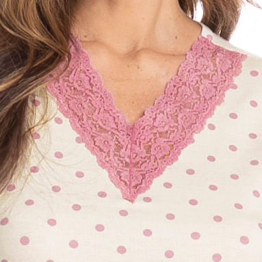 Pijama Feminino Curto Com Renda Maria - Imagem 5 - Mobile