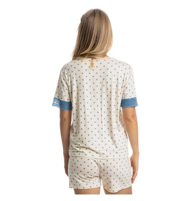 Pijama Feminino Curto Com Renda Maria - Imagem 2 - Mobile