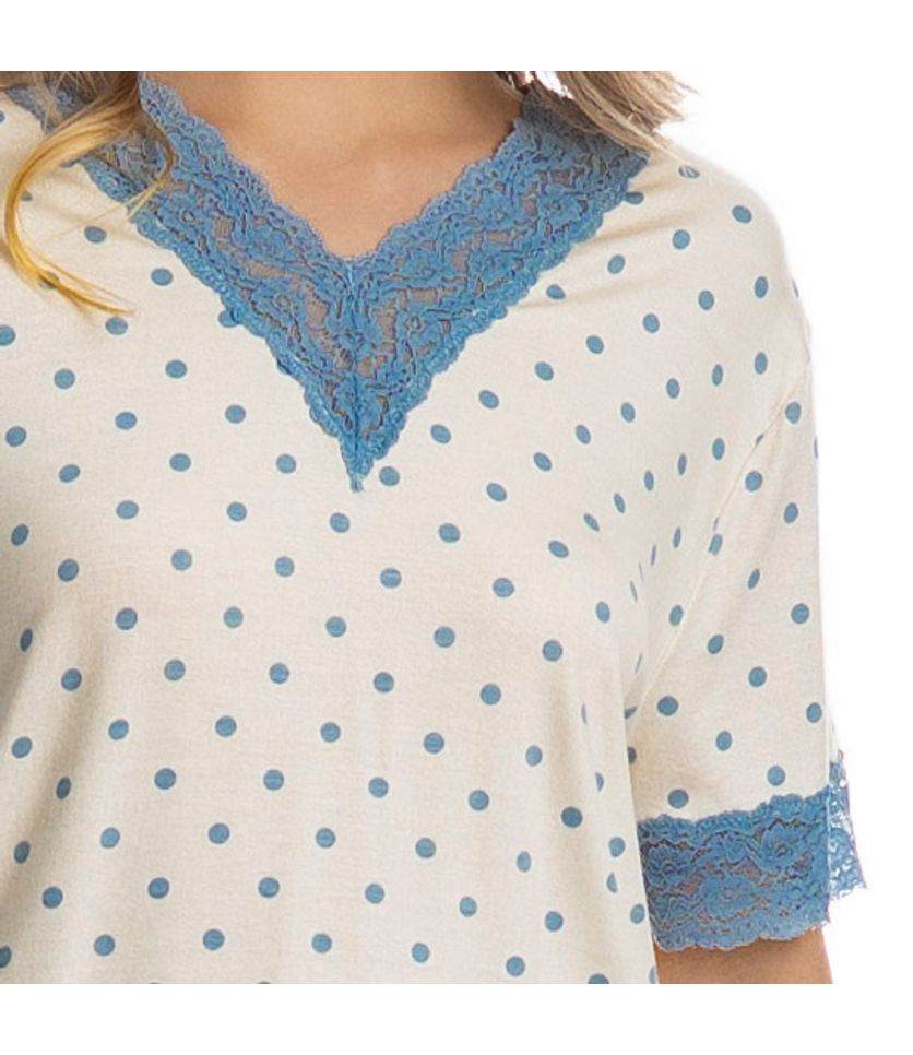 Pijama Feminino Curto Com Renda Maria - Imagem 5 - Desktop