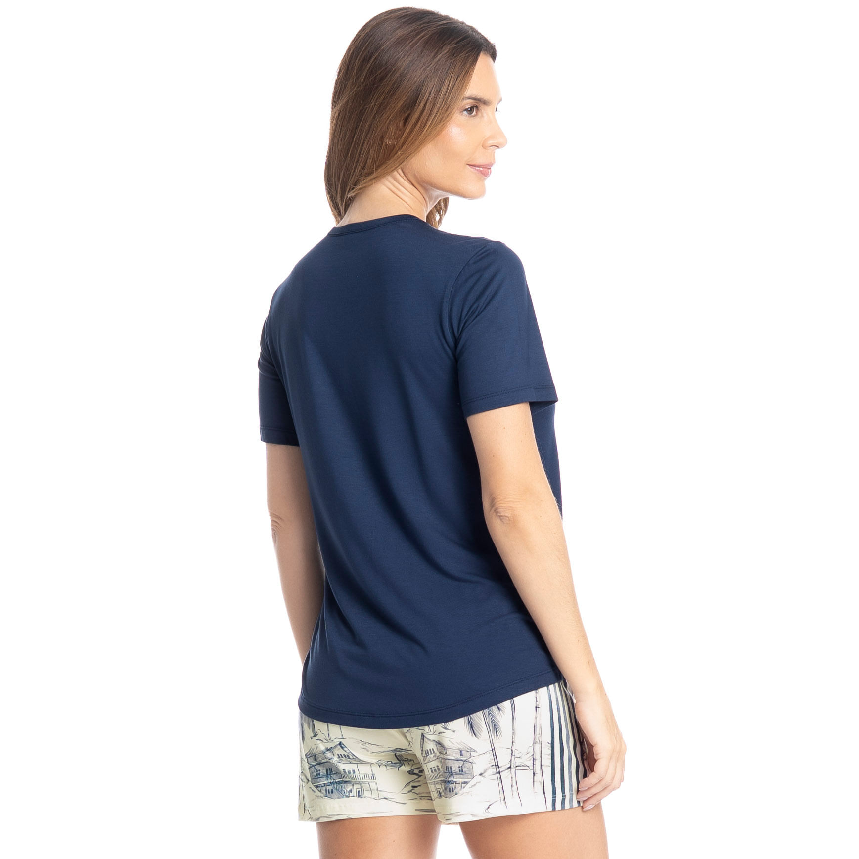 Pijama Feminino Curto Summer Azul-marinho - Imagem 2