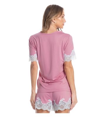 Pijama Curto Com Renda Paula - Imagem 2 - Mobile