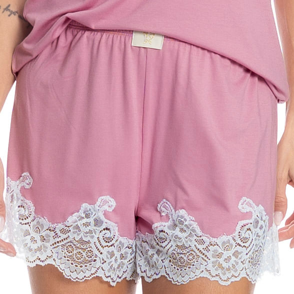 Pijama Curto Com Renda Paula - Imagem 5 - Mobile