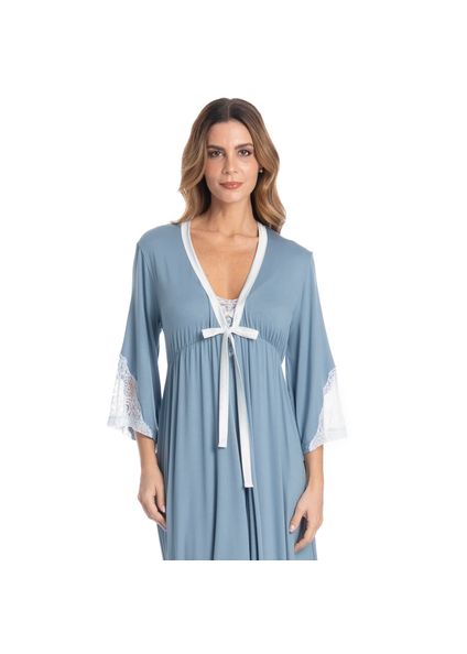 Robe Midi Com Renda Luna Azul - Imagem 1