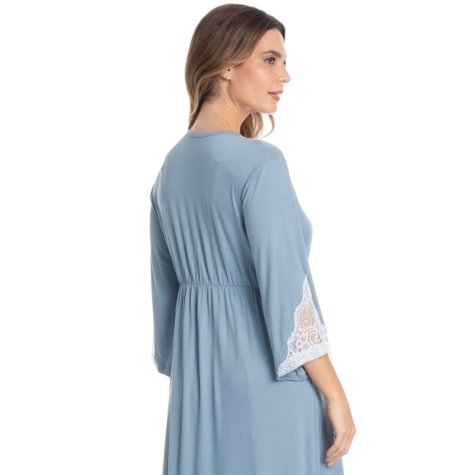 Robe Midi Com Renda Luna Azul - Imagem 2