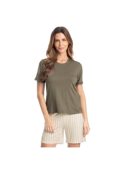 Pijama Feminino Curto Shortão Caroline Verde - Imagem 1