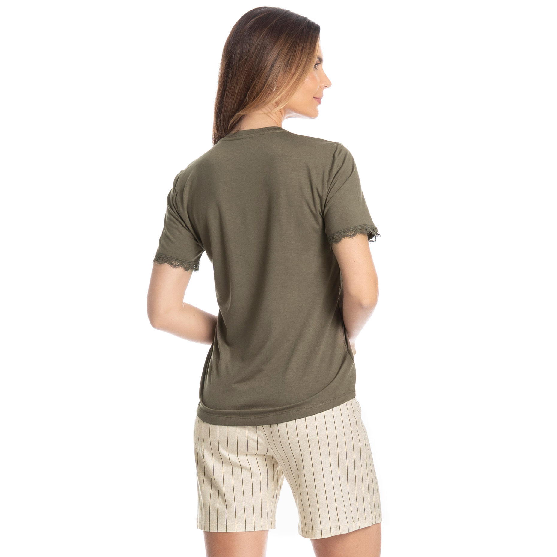 Pijama Feminino Curto Shortão Caroline Verde - Imagem 2