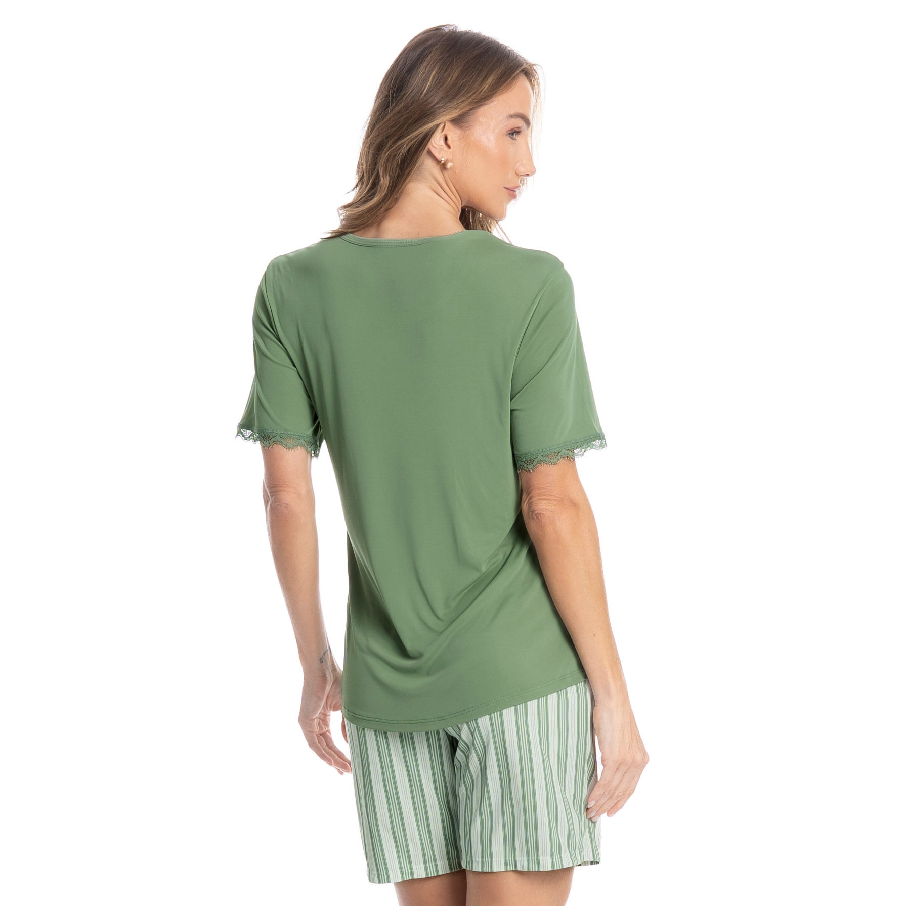 Pijama Feminino Shortão Pati Verde - Imagem 2
