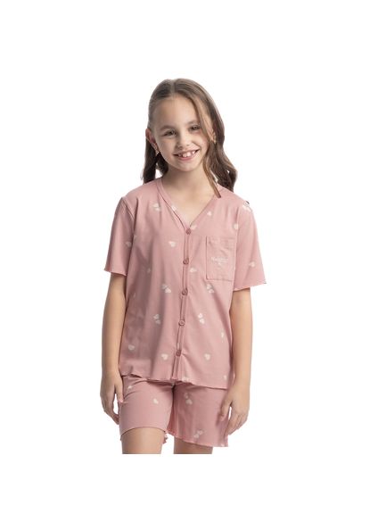 Pijama Infantil Curto Americano Amore Rosa-3 - Imagem 1