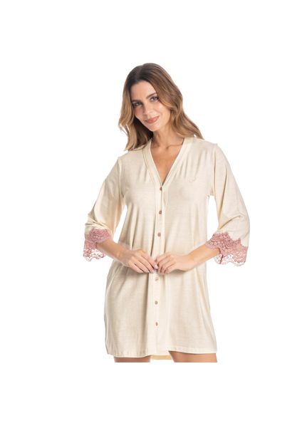 Camisão Curto Abotoado Laura Branco - Imagem 1